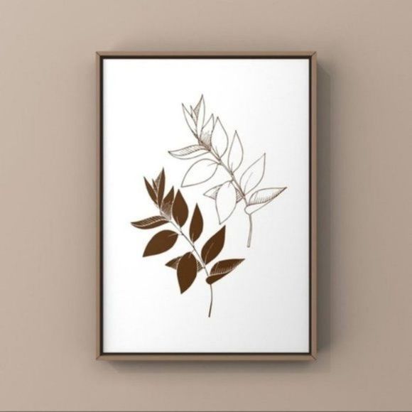 Modern stem leave illustrated abstract art print - Picture 1 of 3